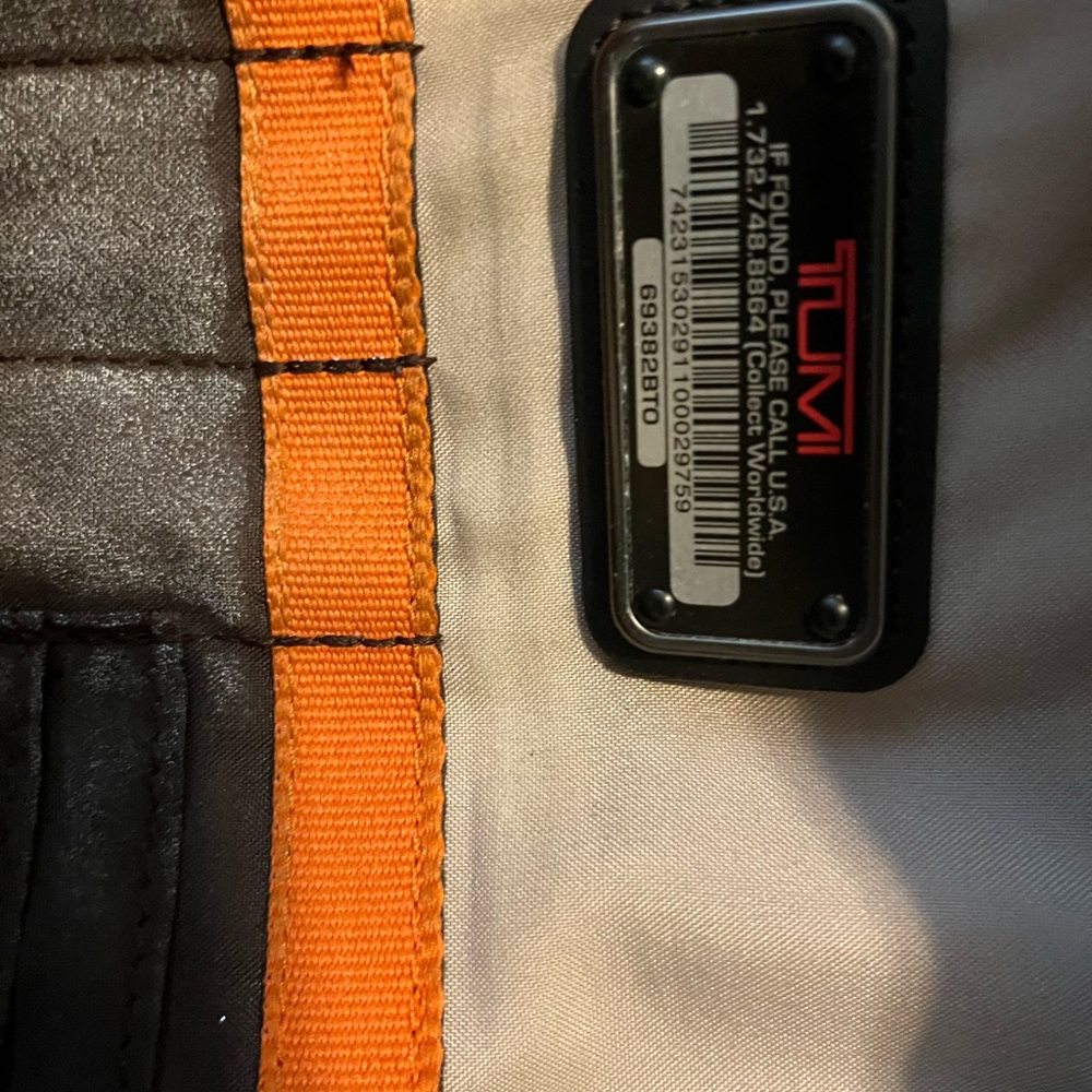 Tumi Blue and Brown Ballistic Nylon Backpack with Leather Accents - Picture 13 of 14